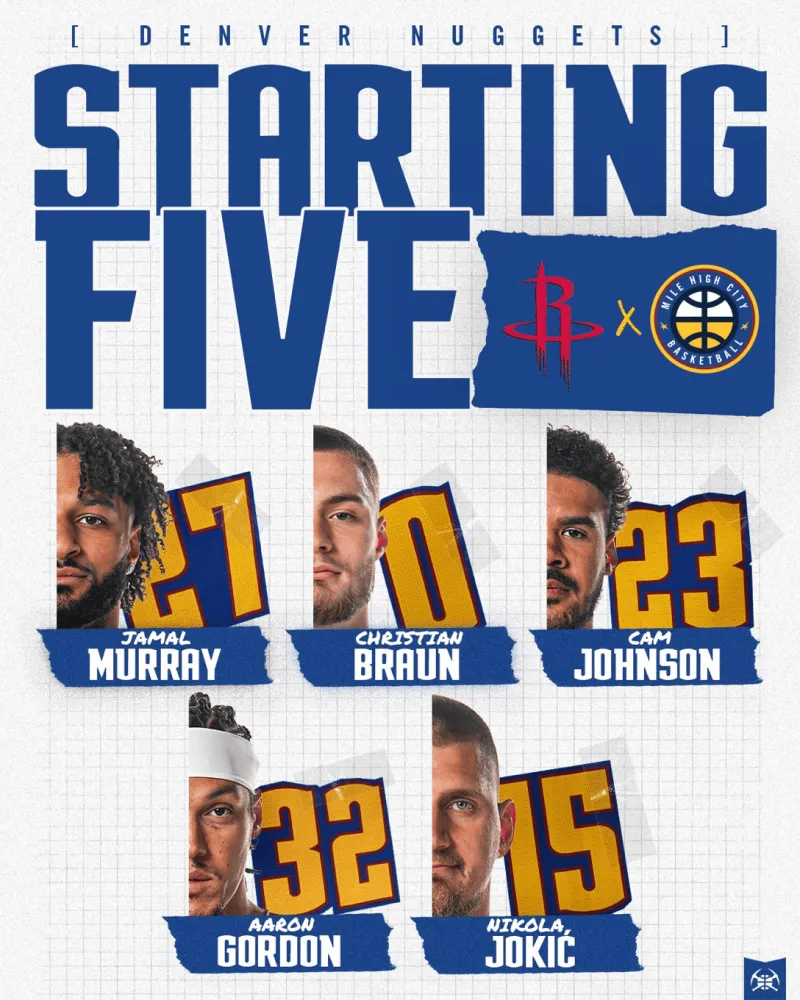 开云体育官网-掘金首发：默里、布劳恩、约翰逊、阿龙-戈登、约基奇